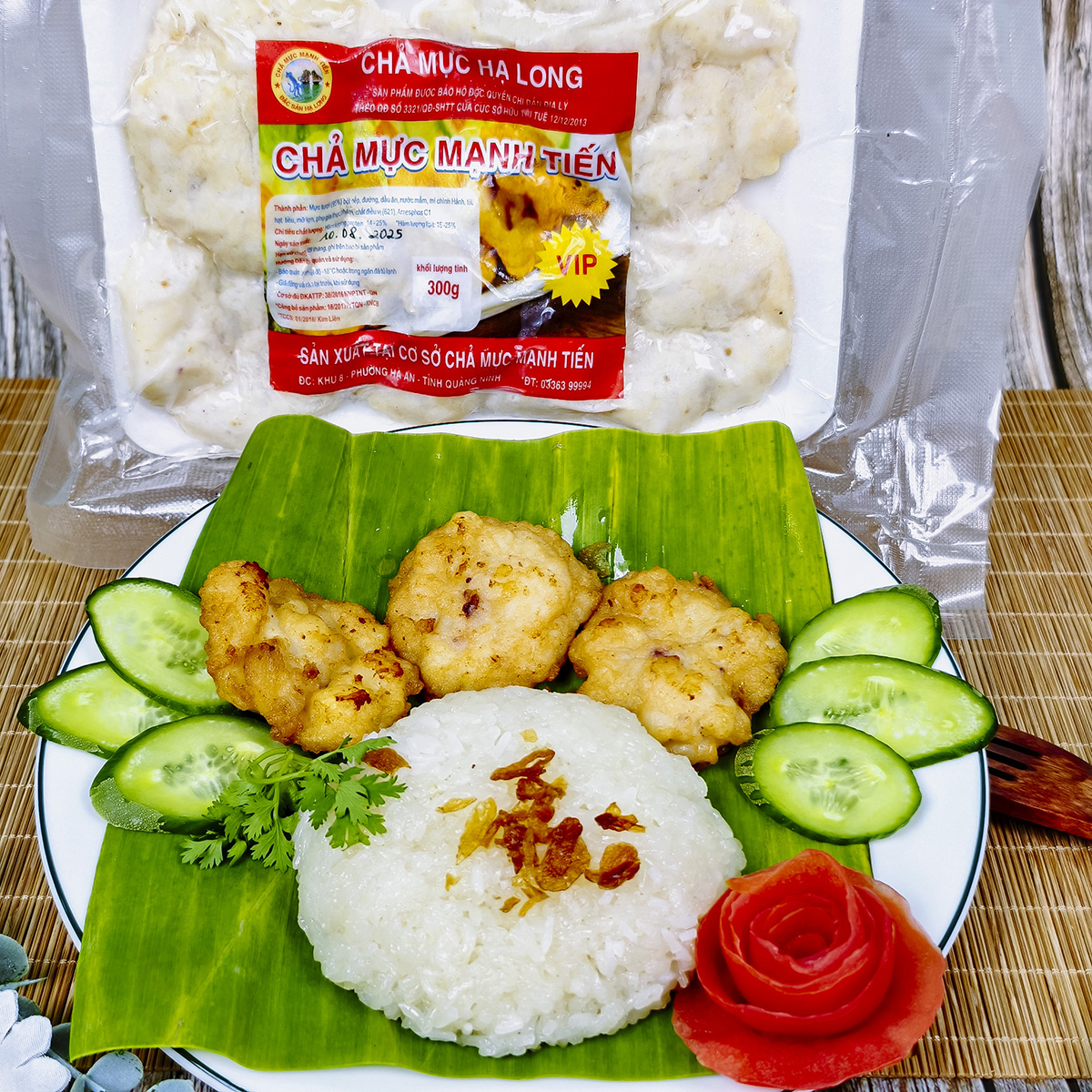 Chả Mực Hạ Long Ăn Kèm Xôi Trắng