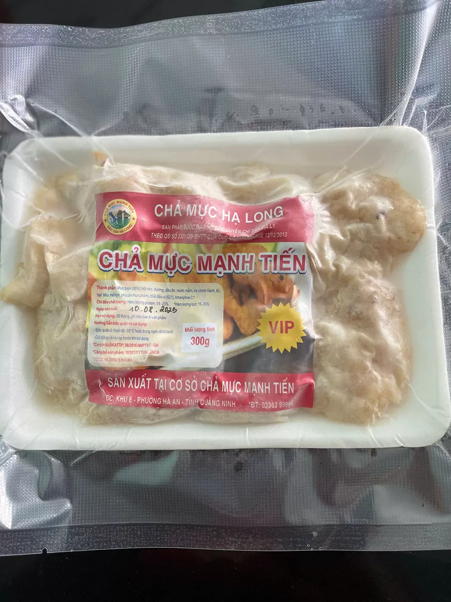 Chả Mực Giã Tay Hạ Long VIP (Chiên) - Hút Chân Không - Khay 300gr