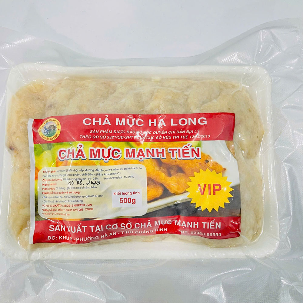 Chả Mực Giã Tay Hạ Long VIP (Chiên) - Hút Chân Không - Khay 500gr